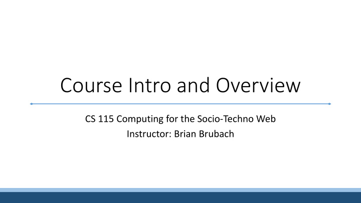 course intro and overview