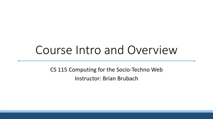 course intro and overview