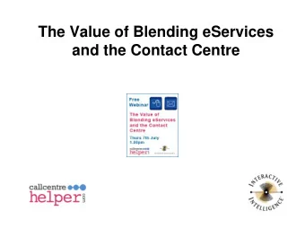 and the Contact Centre  Agenda    Top Tips for handling Non-Voice Transactions  Jonty Pearce,