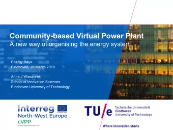 Community-based Virtual Power Plant  A new way of organising the energy system  Energy Days