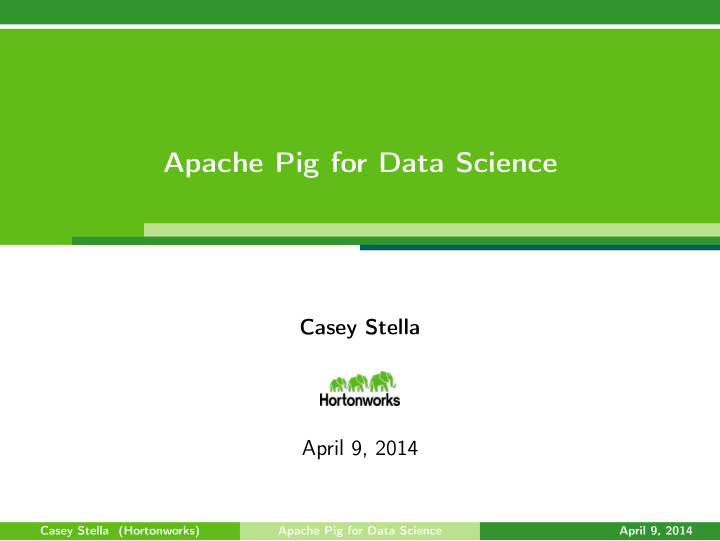 apache pig for data science