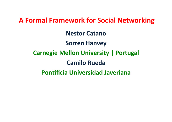 a formal framework for social networking