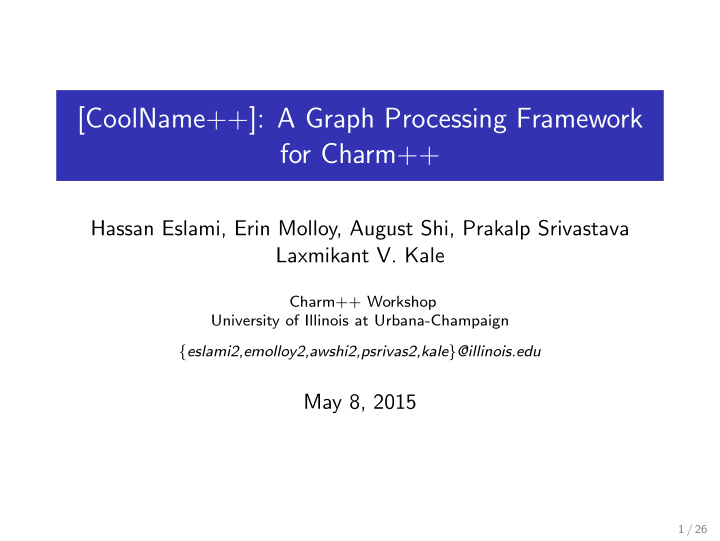 coolname a graph processing framework for charm