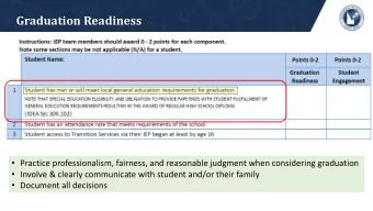 Graduation Readiness  Practice professionalism, fairness, and reasonable judgment when