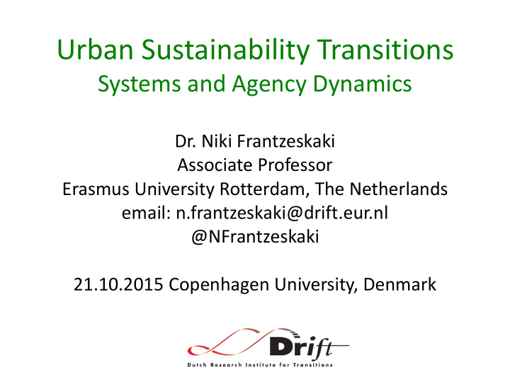 urban sustainability transitions