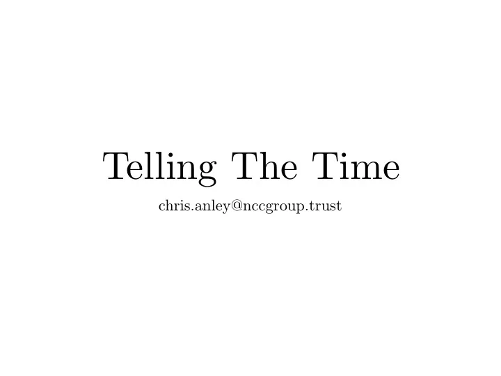 telling the time