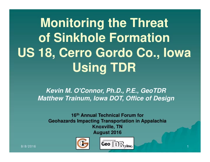 monitoring the threat of sinkhole formation us 18 cerro
