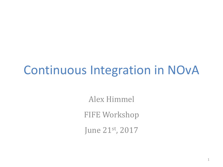 continuous integration in nova