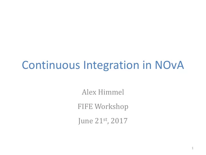 continuous integration in nova