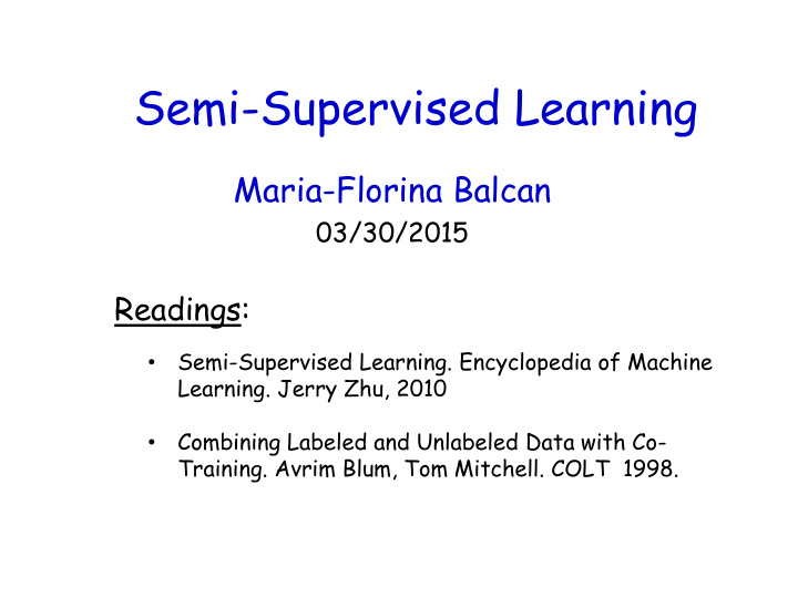 semi supervised learning