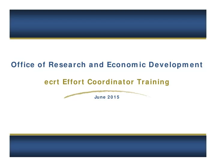office of research and econom ic developm ent