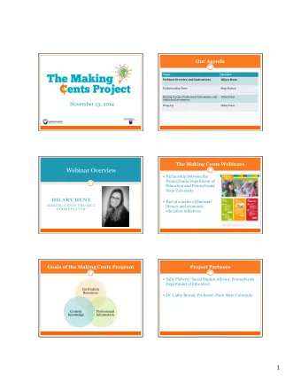 Webinar Overview  Partnership between the  Pennsylvania Department of  Education and