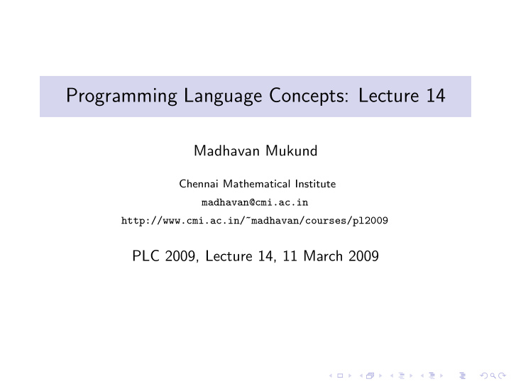 programming language concepts lecture 14