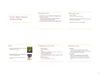 CS 161: Object Oriented and discrete math .  Why is math important to us? What does that