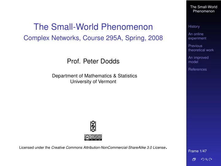 the small world phenomenon
