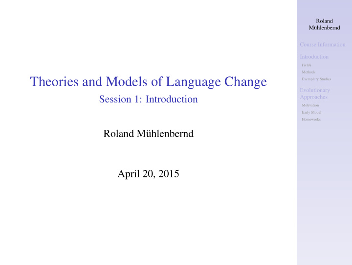 theories and models of language change