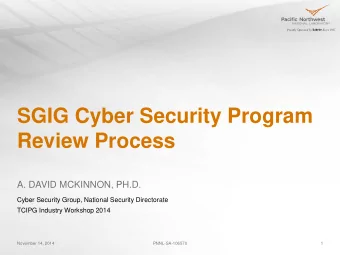 Review Process  A. DAVID MCKINNON, PH.D.  Cyber Security Group, National Security Directorate