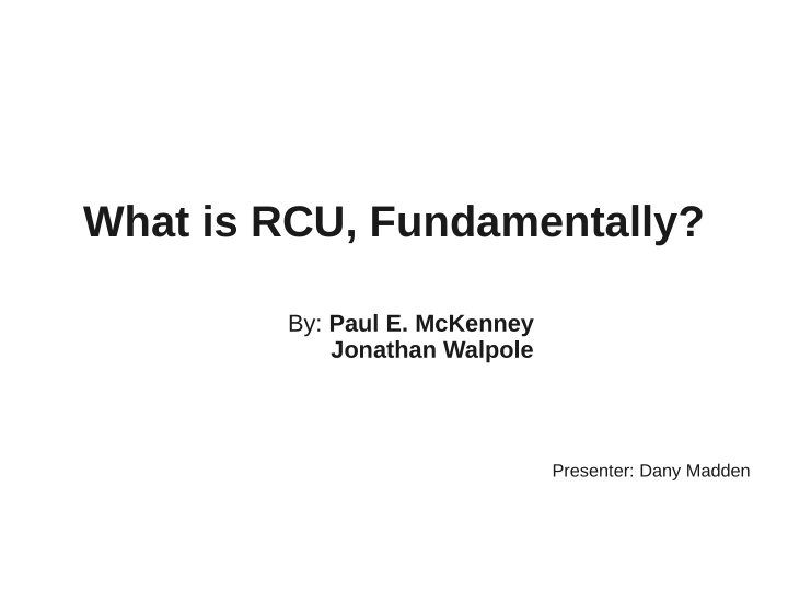 what is rcu fundamentally
