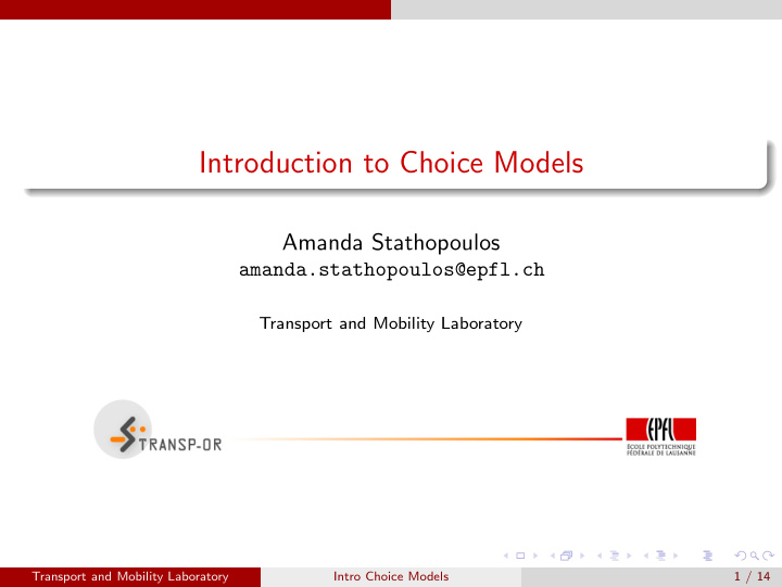 introduction to choice models