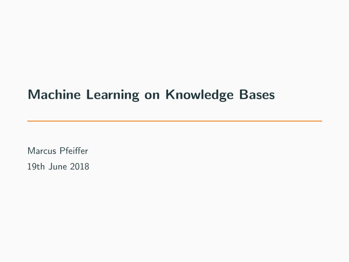 machine learning on knowledge bases