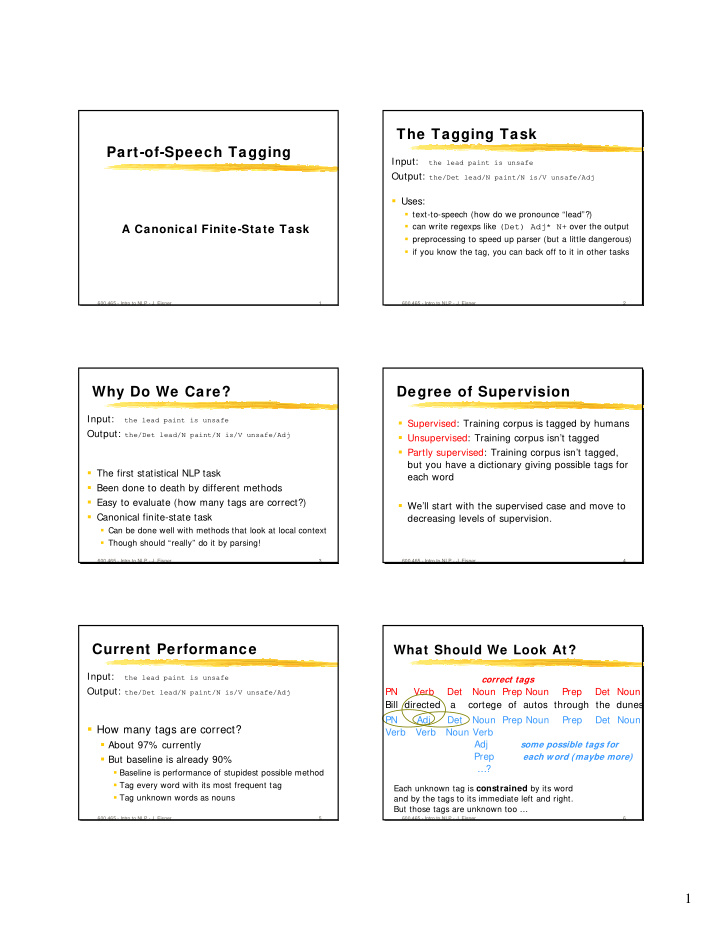 the tagging task part of speech tagging