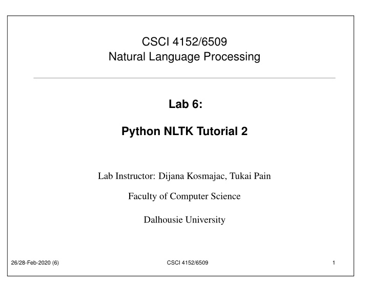 csci 4152 6509 natural language processing lab 6 python