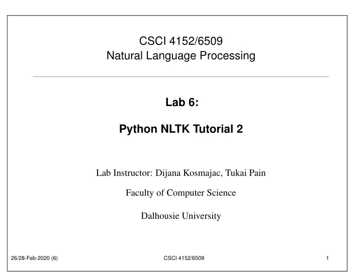 csci 4152 6509 natural language processing lab 6 python