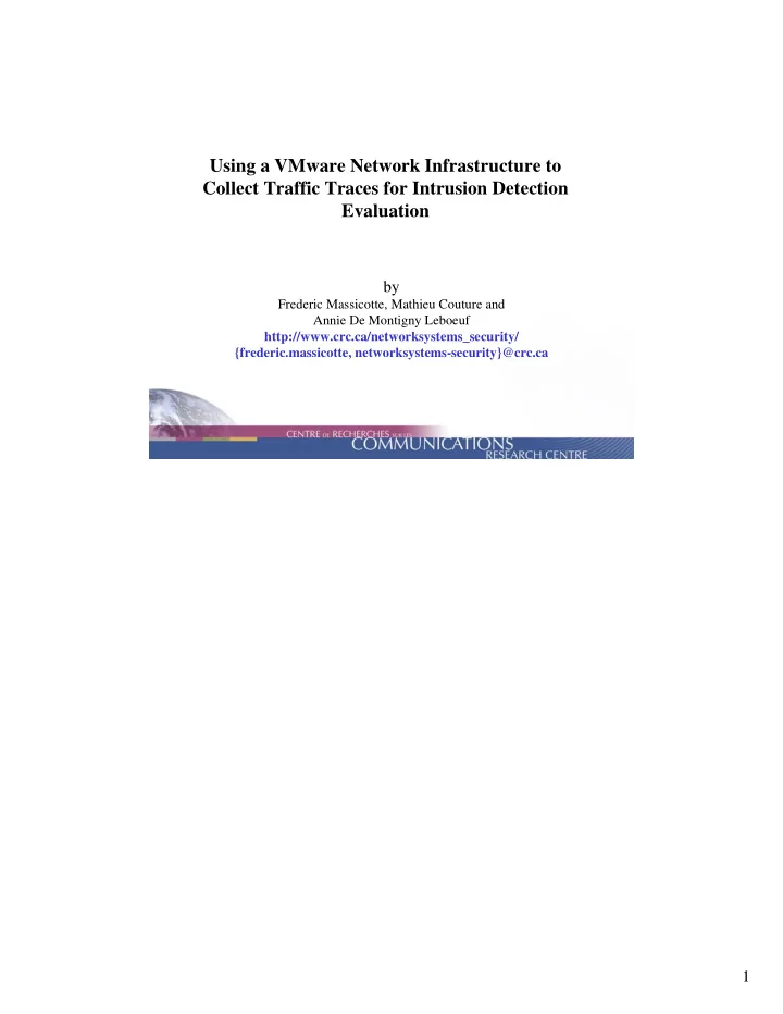 using a vmware network infrastructure to collect traffic