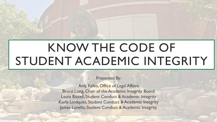 know the code of student academic integrity