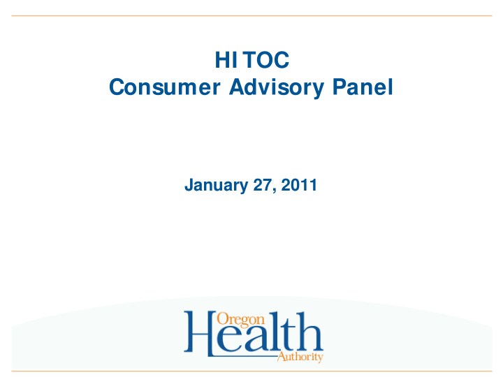 hi toc consumer advisory panel