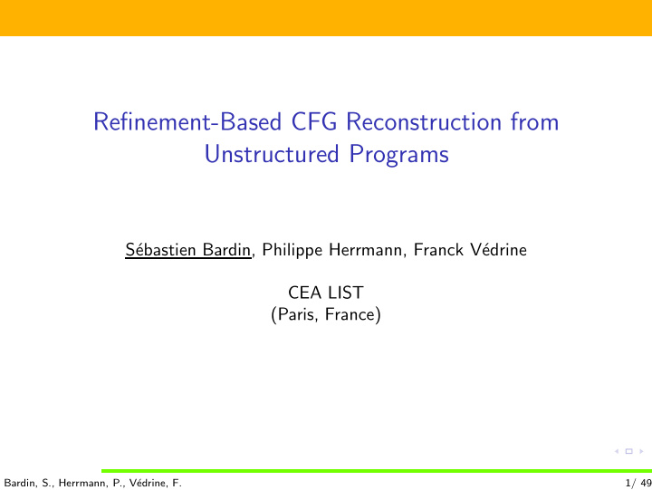 refinement based cfg reconstruction from unstructured