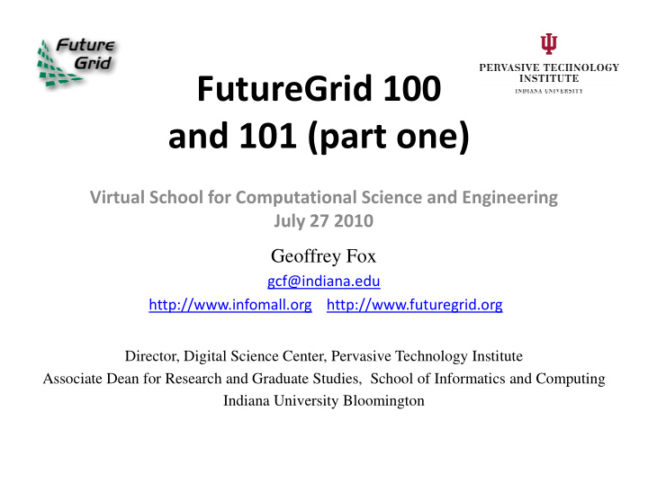 futuregrid 100 and 101 part one