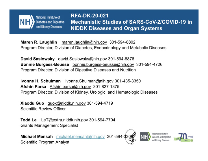 rfa dk 20 021 mechanistic studies of sars cov 2 covid 19