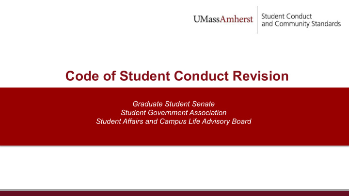 code of student conduct revision