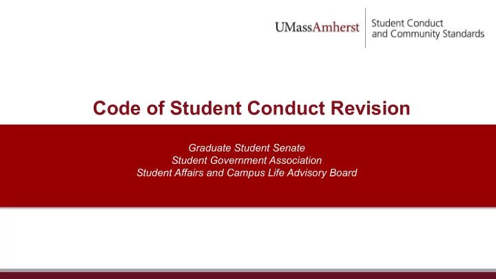 code of student conduct revision