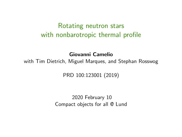 rotating neutron stars with nonbarotropic thermal profile