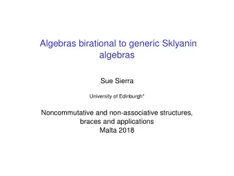 Algebras birational to generic Sklyanin  algebras  Sue Sierra  University of Edinburgh*