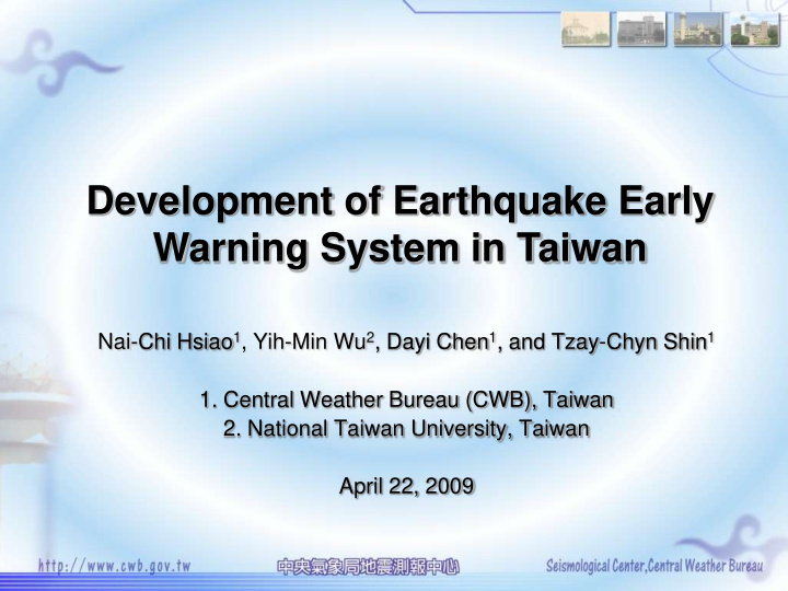 development of earthquake early warning system in taiwan