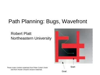 Path Planning: Bugs, Wavefront  Robert Platt  Northeastern University  Start  These notes contain