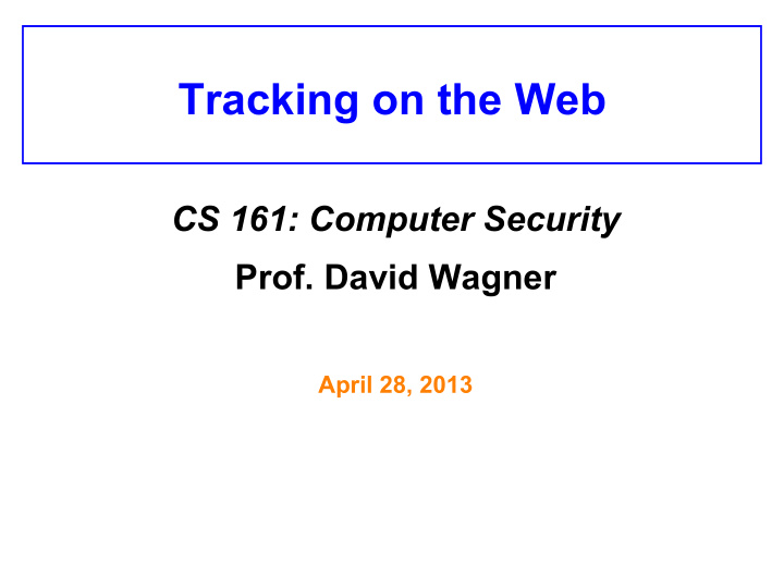 tracking on the web