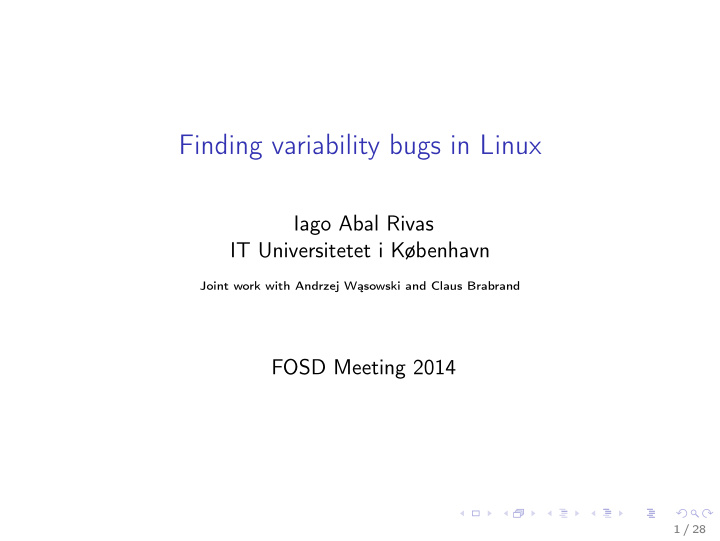 finding variability bugs in linux