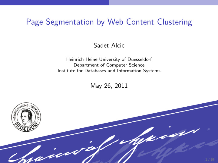 page segmentation by web content clustering
