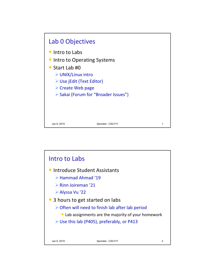 lab 0 objectives