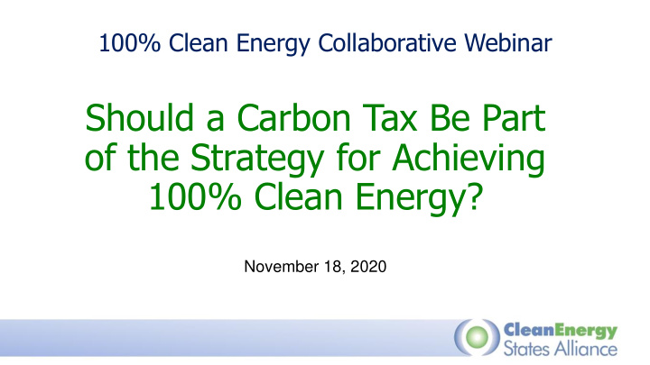 should a carbon tax be part