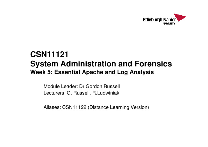 csn11121 system administration and forensics