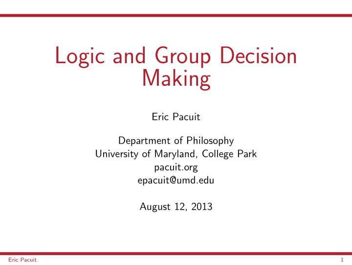 logic and group decision making