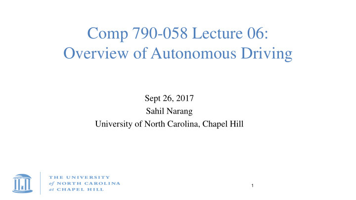 overview of autonomous driving