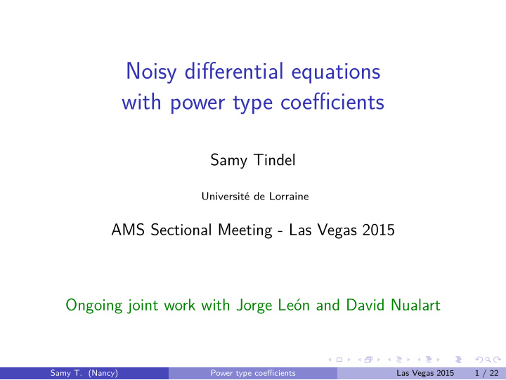 noisy differential equations with power type coefficients