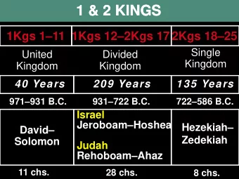 1 &amp; 2 KINGS  1 &amp; 2 KINGS  1Kgs 111 1Kgs 122Kgs 17 2Kgs 1825  Single  United