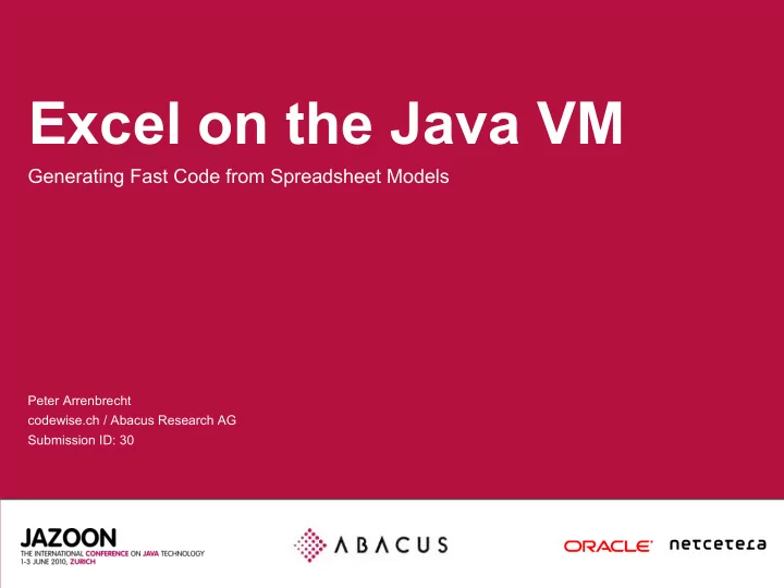 excel on the java vm